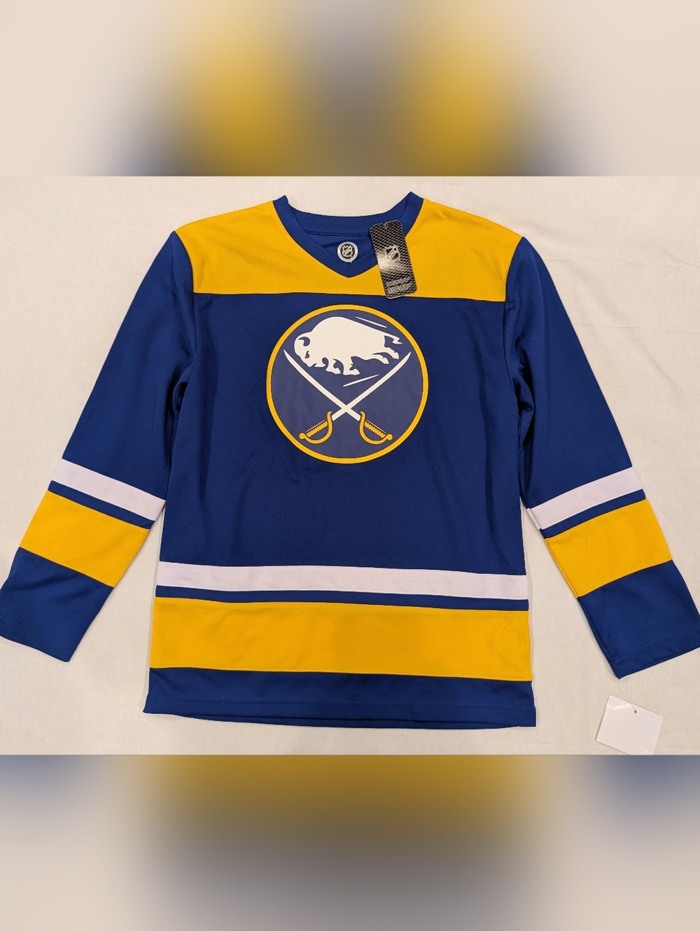 NHL Hockey Blue and Gold Buffalo Sabres Jersey Size L 12/14